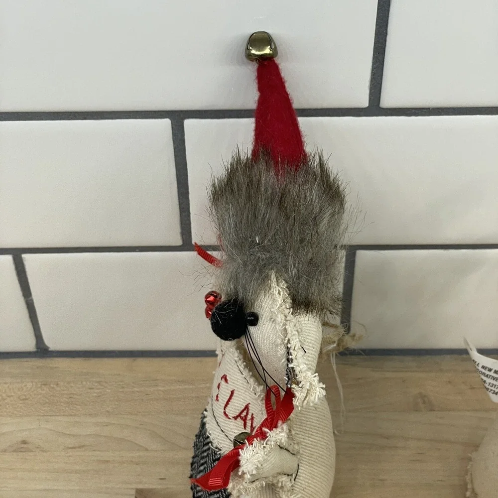 Christmas Cat Decoration Burton+Burton SANTA‎ PAWS Primitive Fabric Cat Set Of 2